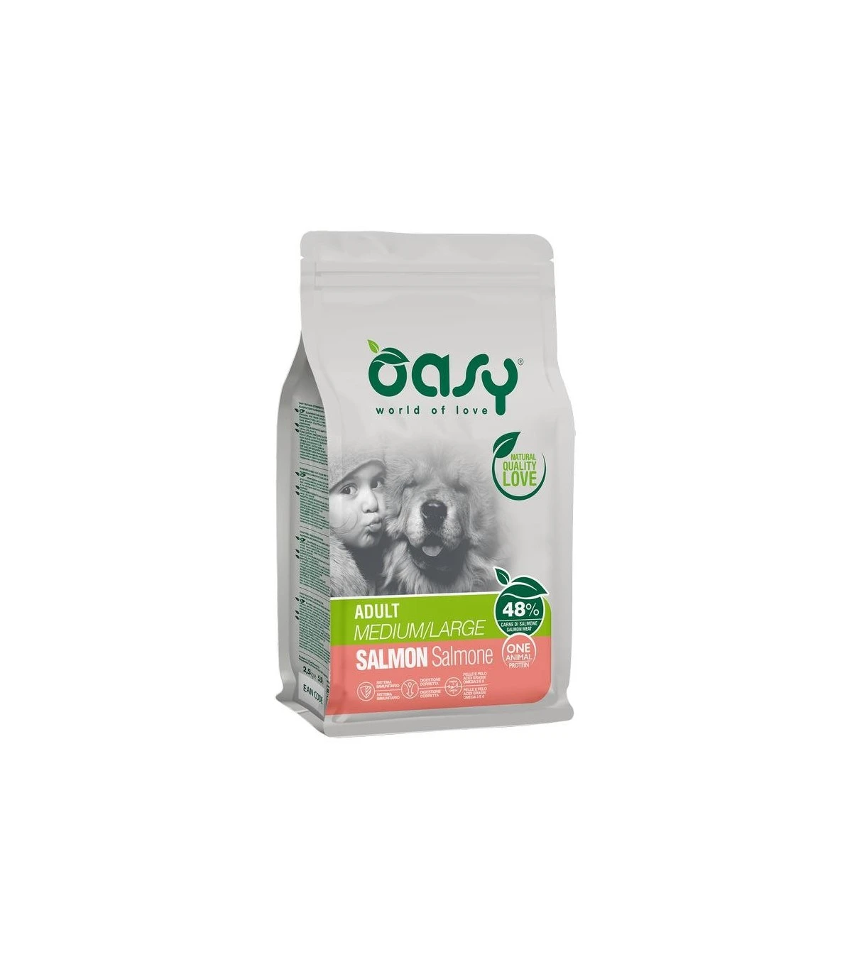 Oasy Cane Adult One Protein Medium Large Salmone 2,5 Kg 1 Oasy Cane Adult One Protein Medium Large Salmone 2,5 Kg